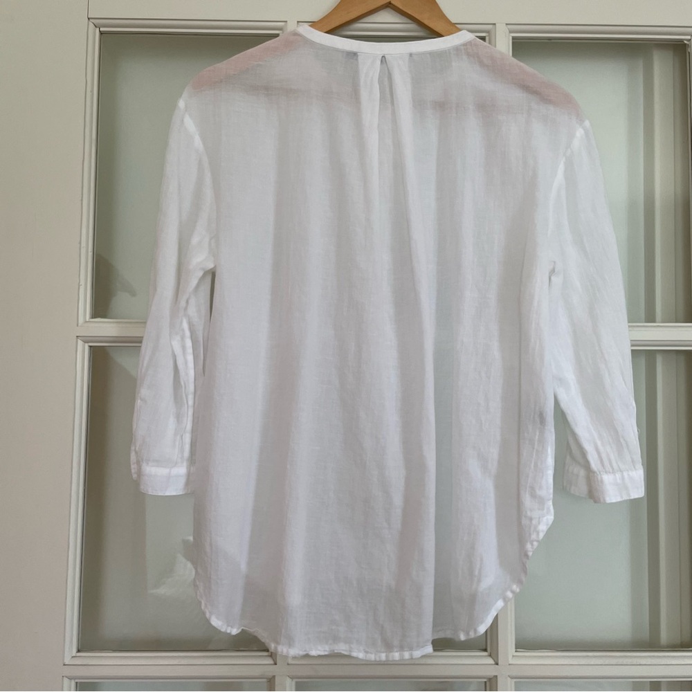 Jenni Kayne white linen cotton blend lightweight blouse medium M - Picture 2 of 5